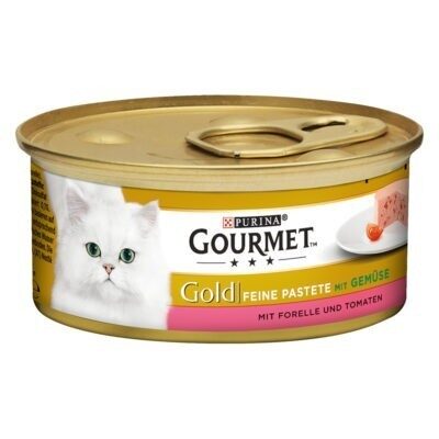48x85g Gourmet Gold Paté nedves macskatáp- Pisztráng & paradicsom - Kisállat kiegészítők webáruház - állateledelek