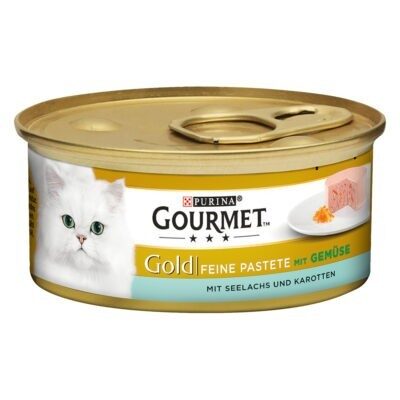 48x85g Gourmet Gold Paté nedves macskatáp- Tőkehal & sárgarépa - Kisállat kiegészítők webáruház - állateledelek
