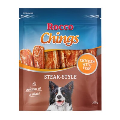 12x200g Rocco Chings Steak Style kutyasnack- Csirke - Kisállat kiegészítők webáruház - állateledelek