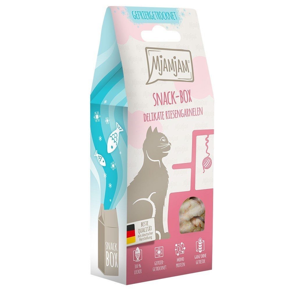 4x25g MjAMjAM Snackbox jóízű királygarnéla macskasnack - Kisállat kiegészítők webáruház - állateledelek