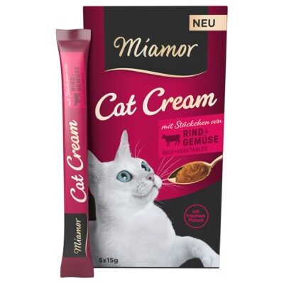 55x15g Miamor Cat Cream marha + zöldség macskasnack - Kisállat kiegészítők webáruház - állateledelek