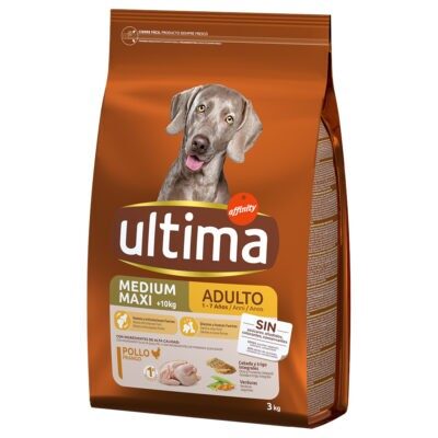 6kg (2x3kg) Ultima Medium/Maxi Adult csirke & rizs száraz kutyatáp - Kisállat kiegészítők webáruház - állateledelek