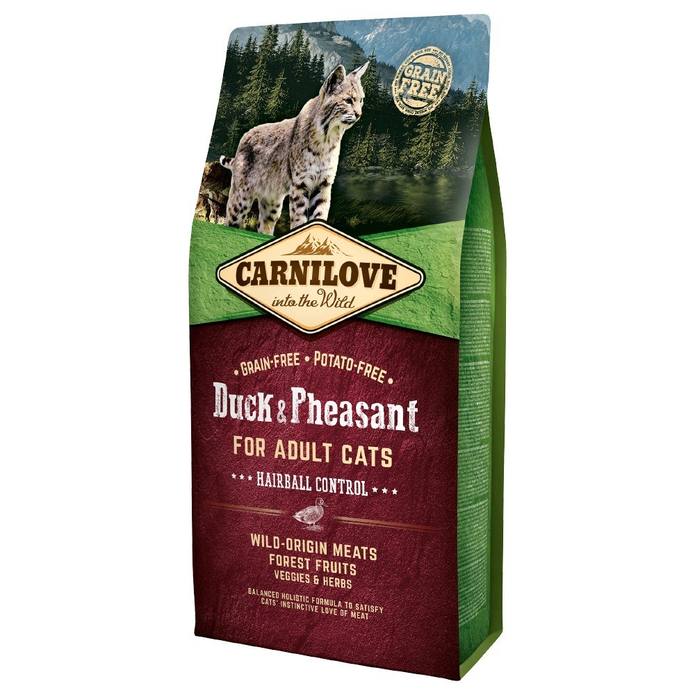 6kg Cat Hairball Control Duck & Pheasant Carnilove szárazeledel macskák számára - Kisállat kiegészítők webáruház - állateledelek