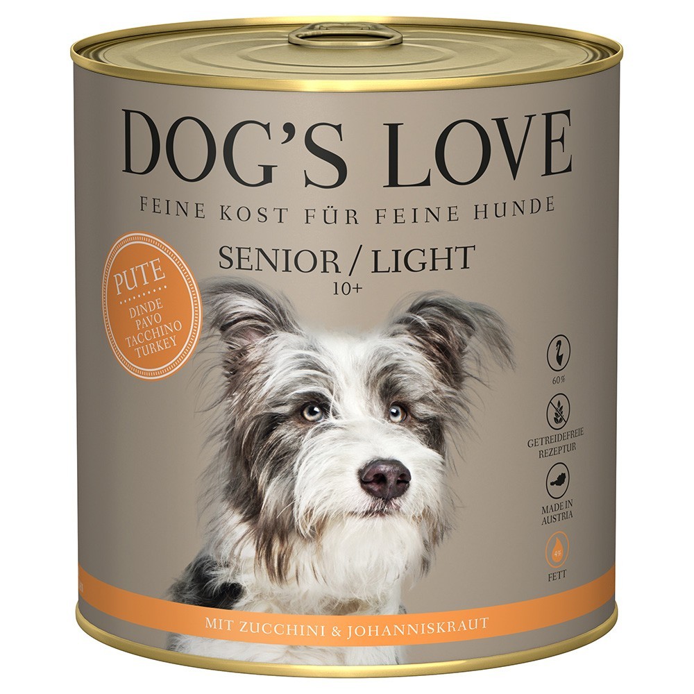 6x 800g Dog's Love Senior/Light pulykás nedves kutyaeledel - Kisállat kiegészítők webáruház - állateledelek