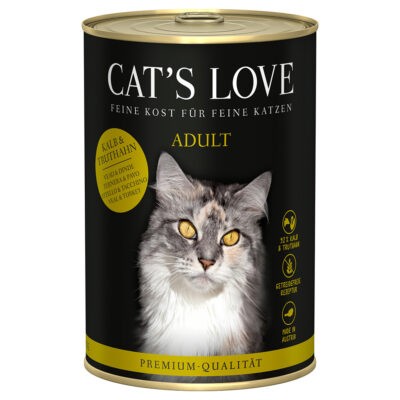 12x400g Cat's Love Borjú & pulyka nedves macskatáp - Kisállat kiegészítők webáruház - állateledelek