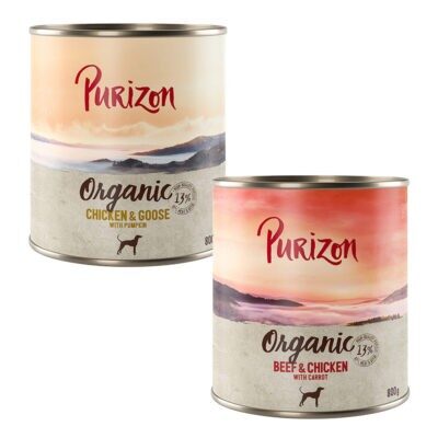 12x800g Purizon Organic nedves kutyatáp- Vegyes csomag: 6 x csirke & liba