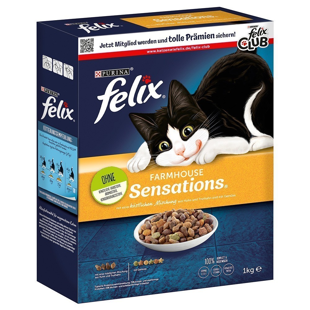 8x1kg Felix Farmhouse Sensations szárnyas száraz macskatáp - Kisállat kiegészítők webáruház - állateledelek