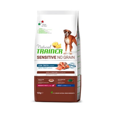 2x12kg Natural Trainer Sensitive No Grain Adult Medium/Maxi pisztráng & burgonya száraz kutyatáp - Kisállat kiegészítők webáruház - állateledelek