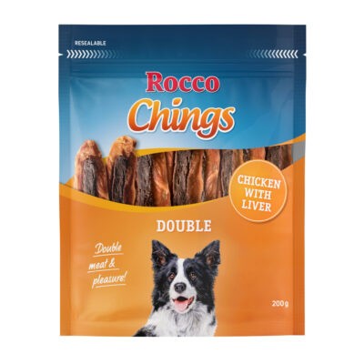 12x200g Rocco Chings Double kutyasnack-Csirke & máj - Kisállat kiegészítők webáruház - állateledelek