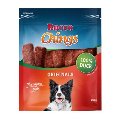 12x250g Rocco Chings rágócsíkok kacsamell kutyasnack - Kisállat kiegészítők webáruház - állateledelek