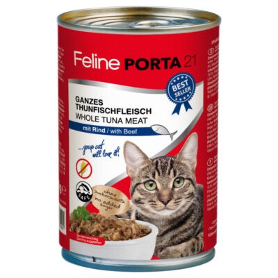 Feline Porta 21 gazdaságos csomag - 24 x 400 g - Tonhal & marha - Kisállat kiegészítők webáruház - állateledelek