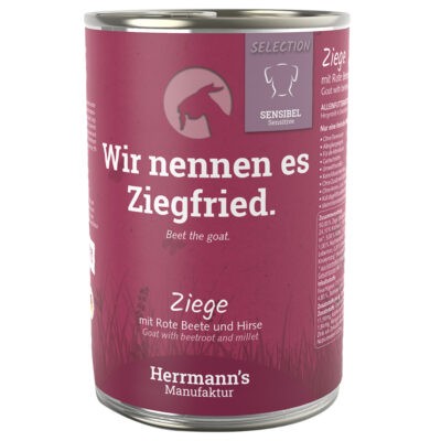 24x400g Herrmann´s Selection Sensitive gazdaságos csomag nedves kutyatáp - Kecske bio céklával & bio kölessel - Kisállat kiegészítők webáruház - állateledelek