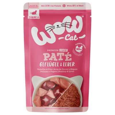 24x125g WOW Cat Junior baromfi és máj nedves macskaeledel - Kisállat kiegészítők webáruház - állateledelek