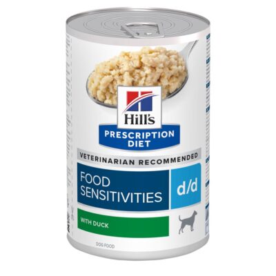 12x370g Hill's Prescription Diet d/d Food Sensitivities kacsa nedves kutyatáp - Kisállat kiegészítők webáruház - állateledelek