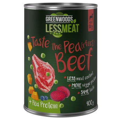 24x400g Greenwoods Less Meat Peas borsó & marha nedves kutyatáp - Kisállat kiegészítők webáruház - állateledelek