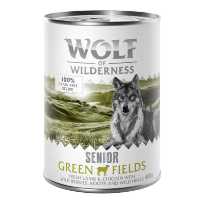 Wolf of Wilderness Senior 6 x 400 g - Green Fields - bárány & csirke (24 x 400 g) - Kisállat kiegészítők webáruház - állateledelek