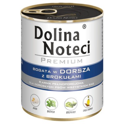 12x800g Dolina Noteci Premium nedves kutyatáp- Tőkehal & brokkoli - Kisállat kiegészítők webáruház - állateledelek