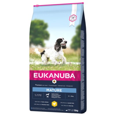 15kg Eukanuba Mature & Senior Medium Breed csirke száraz kutyatáp - Kisállat kiegészítők webáruház - állateledelek