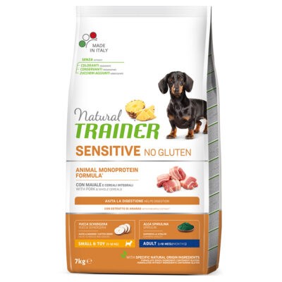 7kg Natural Trainer Sensitive No Gluten Small & Toy sertés száraz kutyatáp - Kisállat kiegészítők webáruház - állateledelek