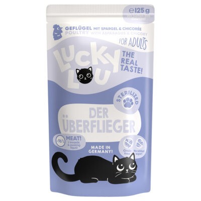 48x125g Lucky Lou Adult Sterilized szárnyas nedves macskatáp - Kisállat kiegészítők webáruház - állateledelek