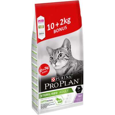 12kg PURINA PRO PLAN Sterilised Adult pulyka száraz macskatáp 10+2kg ingyen - Kisállat kiegészítők webáruház - állateledelek