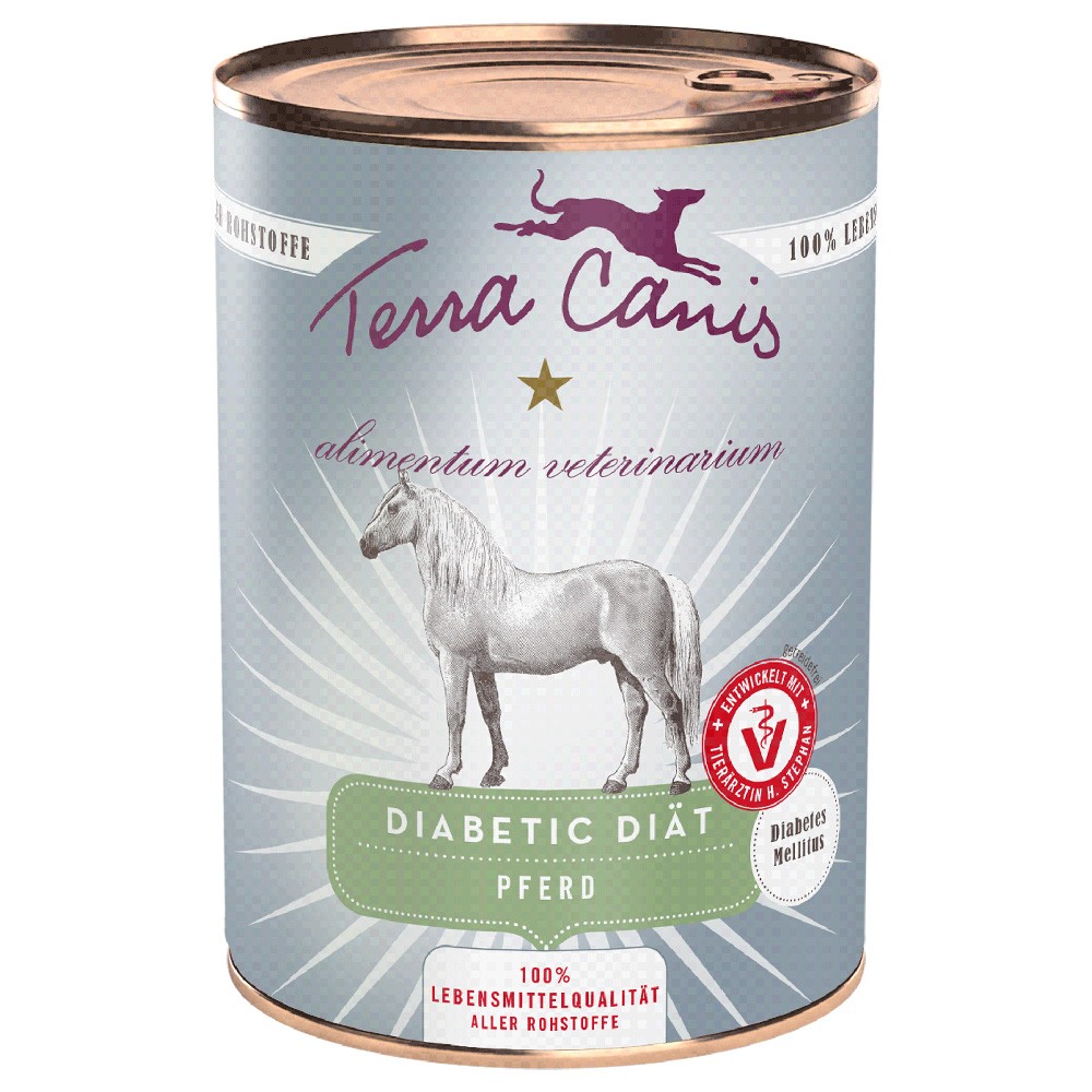 12x400g Terra Canis Alimentum Veterinarium Diabetic Diet ló nedves kutyatáp - Kisállat kiegészítők webáruház - állateledelek