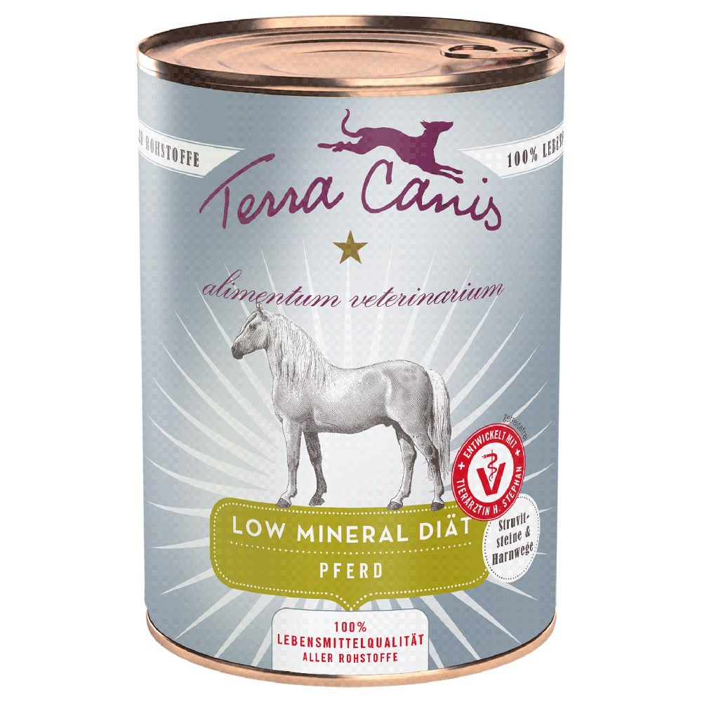 12x400g Terra Canis Alimentum Veterinarium Low Mineral Diet ló nedves kutyatáp - Kisállat kiegészítők webáruház - állateledelek