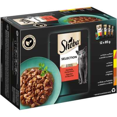 144x85g Sheba Selection szószban zamatos kompozíció nedves macskatáp - Kisállat kiegészítők webáruház - állateledelek