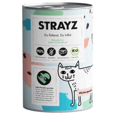 24x 400g STRAYZ BIO cat bio lazac és bio brokkoli nedves macskatáp - Kisállat kiegészítők webáruház - állateledelek