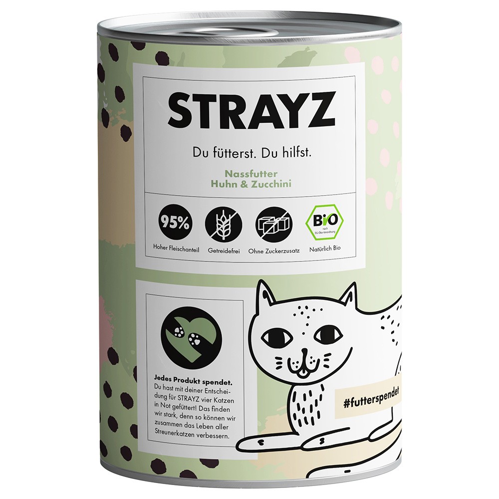 24x 400g-os STRAYZ BIO bio csirke és bio cukkini nedves macskaeledel konzerv 24x 400g-os STRAYZ BIO bio csirke és bio cukkini konzerv - Kisállat kiegészítők webáruház - állateledelek