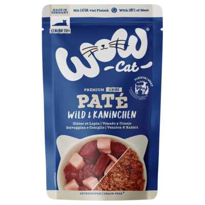 24x125g WOW Cat Senior Paté vad és nyúl nedves macskaeledel - Kisállat kiegészítők webáruház - állateledelek