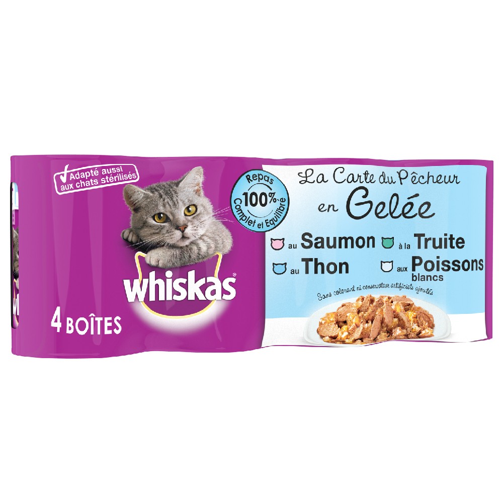 24x390g Whiskas La Carte halválogatás aszpikban nedves macskatáp - Kisállat kiegészítők webáruház - állateledelek