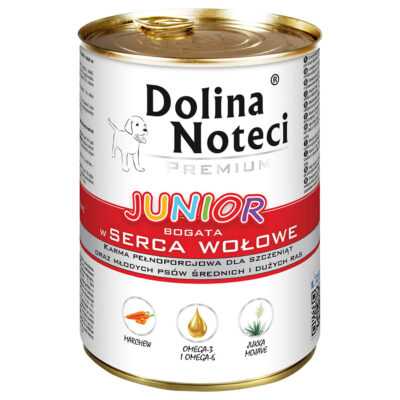 24x400g Dolina Noteci Premium Junior nedves kutyatáp- Marhaszív - Kisállat kiegészítők webáruház - állateledelek