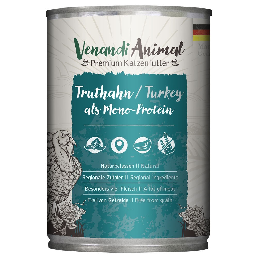 24x400g Venandi Animal Monoprotein Pulyka nedves macskaeledel - Kisállat kiegészítők webáruház - állateledelek