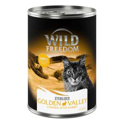 24x400g Wild Freedom Adult Golden Valley Sterilised nyúl & csirke nedves macskatáp akciósan - Kisállat kiegészítők webáruház - állateledelek