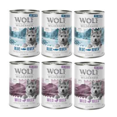 24x400g Wolf of Wilderness Free-Range Meat Junior mix: csirke & lazac