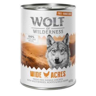 24x400g Wolf of Wilderness Free-Range Meat Wide Acres szabad tartású csirke nedves kutyatáp - Kisállat kiegészítők webáruház - állateledelek