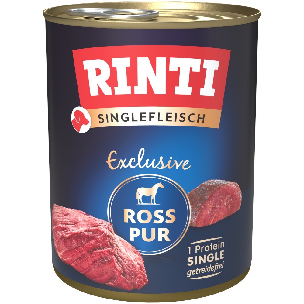 24x800g RINTI Singlefleisch Exclusive ló pur nedves kutyatáp - Kisállat kiegészítők webáruház - állateledelek