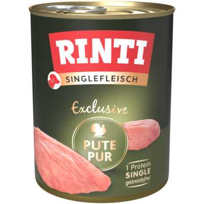 24x800g RINTI Singlefleisch Exclusive pulyka pur nedves kutyatáp - Kisállat kiegészítők webáruház - állateledelek