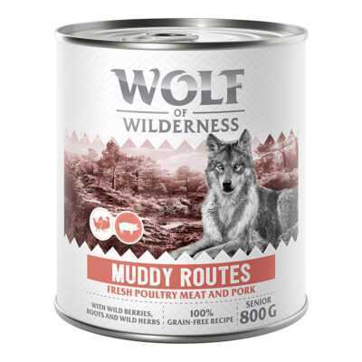 24x800g Wolf of Wilderness Muddy Routes - Szárnyas disznóval nedves kutyatáp rendkívüli árengedménnyel - Kisállat kiegészítők webáruház - állateledelek