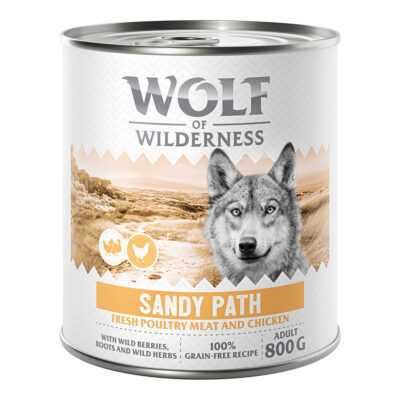 24x800g Wolf of Wilderness Sandy Path - Szárnyas csirkével nedves kutyatáp rendkívüli árengedménnyel - Kisállat kiegészítők webáruház - állateledelek