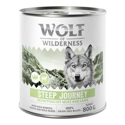 24x800g Wolf of Wilderness Steep Journey - Szárnyas báránnyal nedves kutyatáp rendkívüli árengedménnyel - Kisállat kiegészítők webáruház - állateledelek