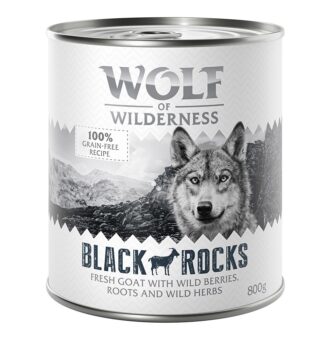 24x800g Wolf of Wilderness nedves kutyatáp- Black Rocks kecske - Kisállat kiegészítők webáruház - állateledelek