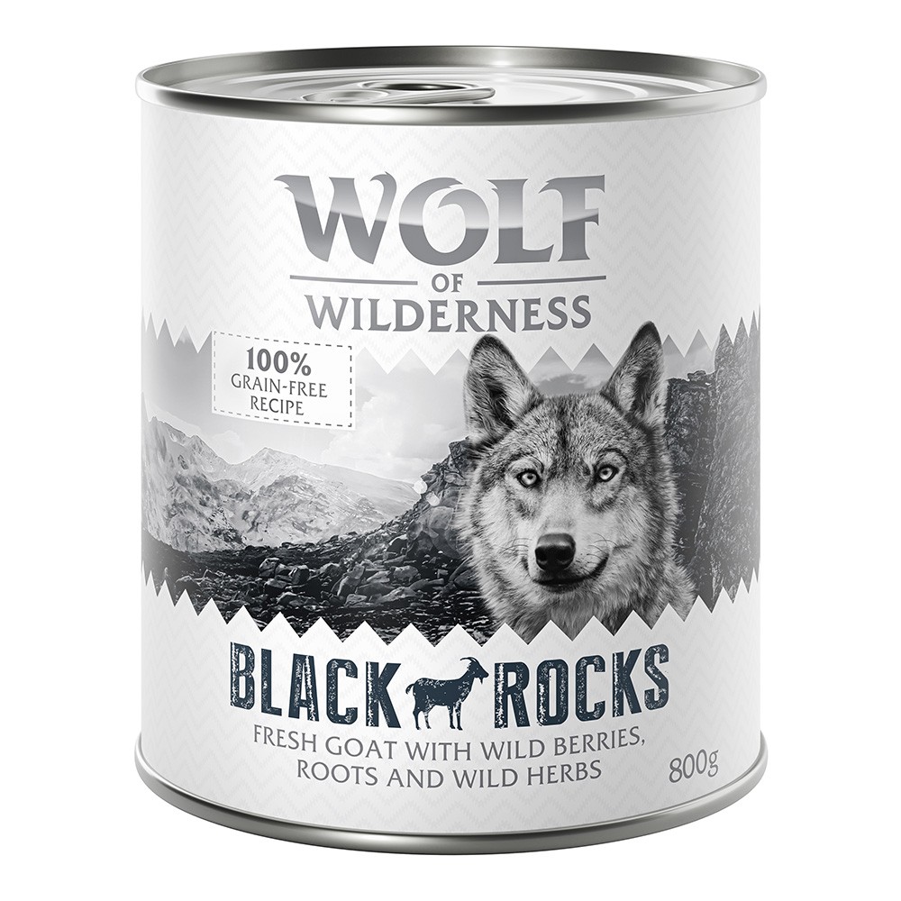 24x800g Wolf of Wilderness nedves kutyatáp- Black Rocks kecske - Kisállat kiegészítők webáruház - állateledelek