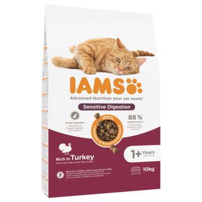 2x10kg IAMS for Vitality Sensitive Digestion Adult & Senior pulyka száraz macskatáp - Kisállat kiegészítők webáruház - állateledelek