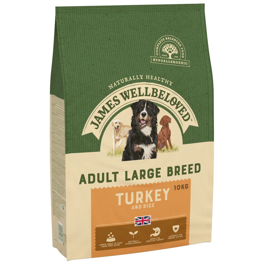 10kg James Wellbeloved Adult Large Breed pulyka & rizs száraz kutyatáp - Kisállat kiegészítők webáruház - állateledelek