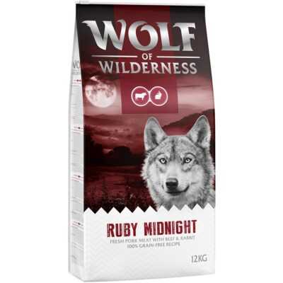 2x12kg Wolf of Wilderness "Ruby Midnight" marha & nyúl - gabonamentes száraz kutyatáp - Kisállat kiegészítők webáruház - állateledelek