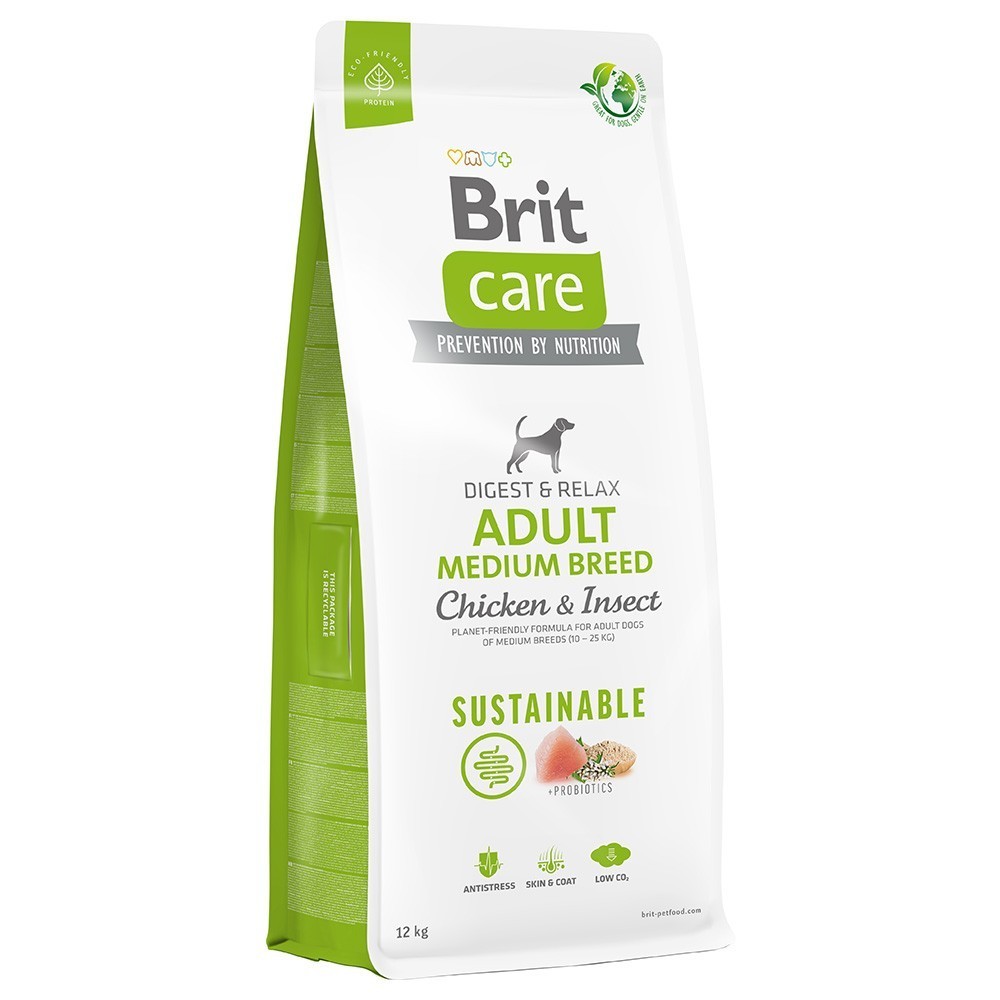 2x12kg Brit Care Dog Sustainable Adult Medium Breed Chicken & Insect száraz kutyatáp - Kisállat kiegészítők webáruház - állateledelek