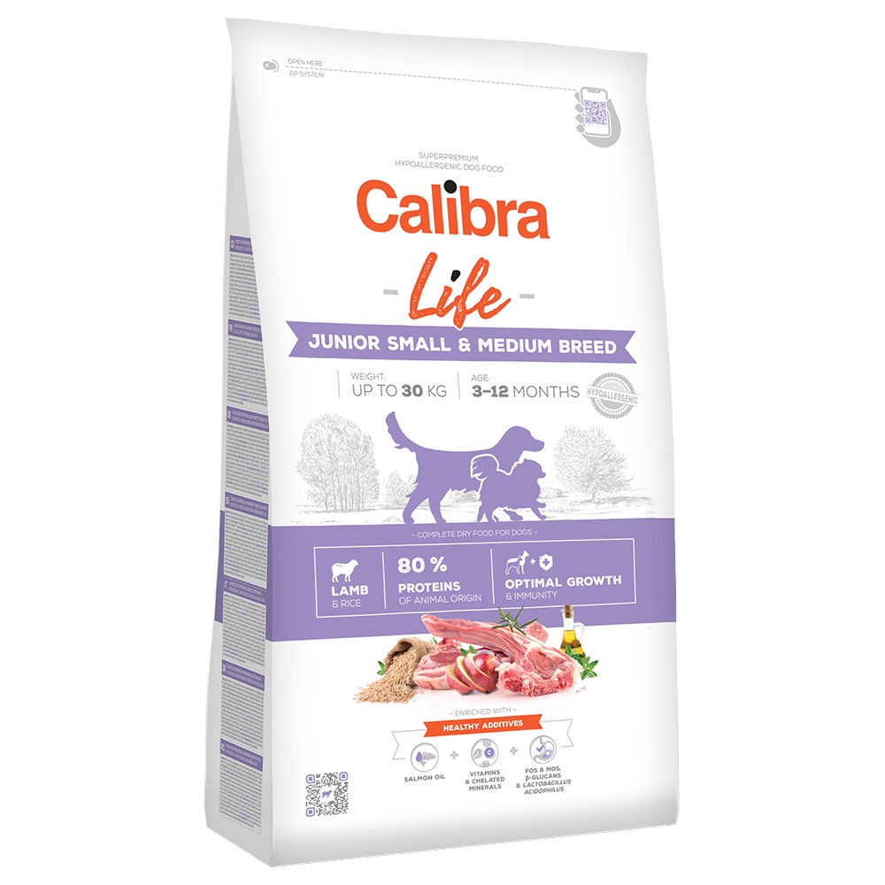 12kg Calibra Life Junior Small & Medium Breed bárány száraz kutyatáp - Kisállat kiegészítők webáruház - állateledelek