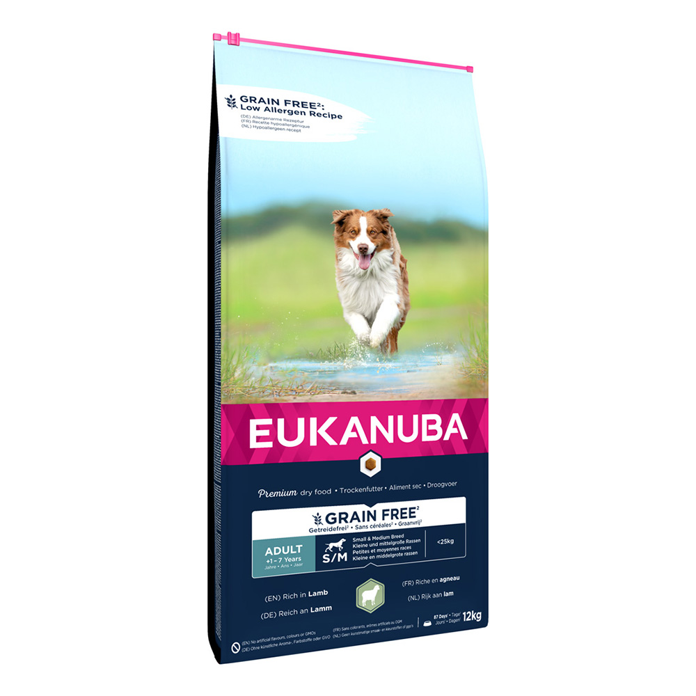 2x12kg Eukanuba Grain Free Adult Small / Medium Breed bárány száraz kutyatáp - Kisállat kiegészítők webáruház - állateledelek